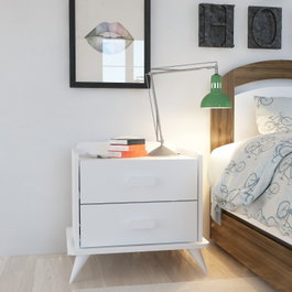 Hanah Home Andaz Mesilla de Noche Blanca con 2 Cajones